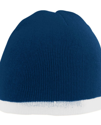 Augusta Sportswear 6820 Two-Tone Knit Beanie in Navy/ white