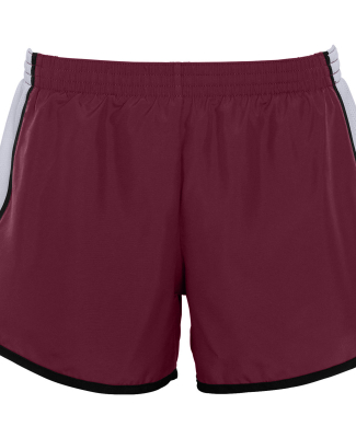 Augusta Sportswear 1266 Girls' Pulse Team Short in Maroon/ wht/ blk