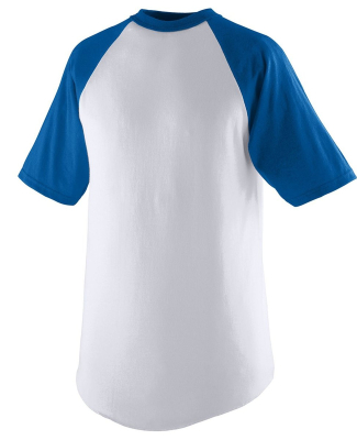 Augusta Sportswear 424 Youth Short Sleeve Baseball in White/ royal