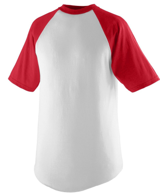 Augusta Sportswear 424 Youth Short Sleeve Baseball in White/ red