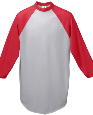 Augusta Sportswear 4421 Youth Three-Quarter Sleeve in Ath hthr/ red