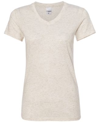J America 8136 Women's Glitter V-Neck T-Shirt PEARL/ GLD GLTER