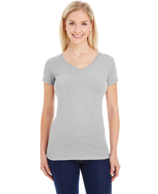 J America 8136 Women's Glitter V-Neck T-Shirt in Oxford