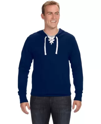 J America 8231 Sport Lace Jersey Hooded Pullover T NAVY