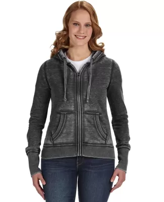 J America 8913 Women's Zen Fleece Full-Zip Hooded  TWISTED BLACK