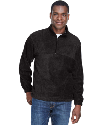 Harriton M980 Adult 8 oz. Quarter-Zip Fleece Pullo in Black