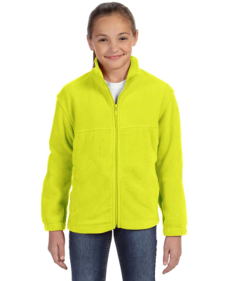 Harriton M990Y Youth 8 oz. Full-Zip Fleece in Safety yellow