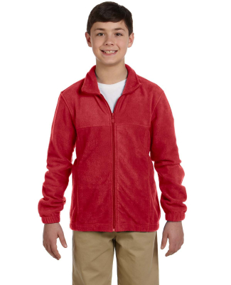 Harriton M990Y Youth 8 oz. Full-Zip Fleece in Red