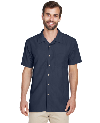 Harriton M560 Men's Barbados Textured Camp Shirt in Navy