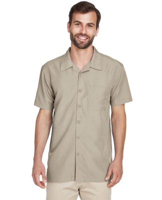 Harriton M560 Men's Barbados Textured Camp Shirt in Khaki