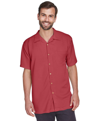 Harriton M570 Men's Bahama Cord Camp Shirt in Tile red