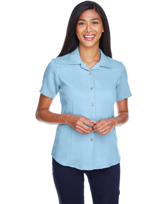 Harriton M570W Ladies' Bahama Cord Camp Shirt in Cloud blue