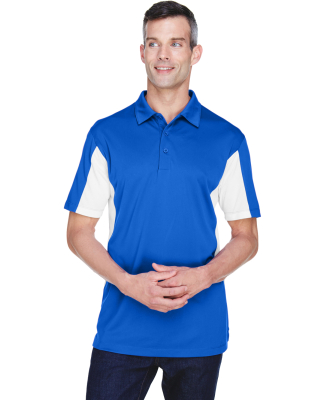 Harriton M355 Men's Side Blocked Micro-Piqué Polo in True royal/ wht