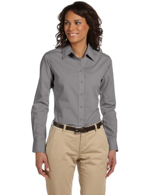 Harriton M510W Ladies' 3.1 oz. Essential Poplin in Dark grey