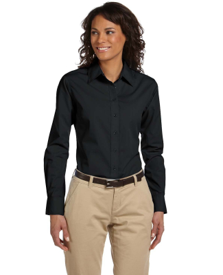 Harriton M510W Ladies' 3.1 oz. Essential Poplin in Black