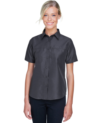 Harriton M580W Ladies' Key West Short-Sleeve Perfo in Dark charcoal