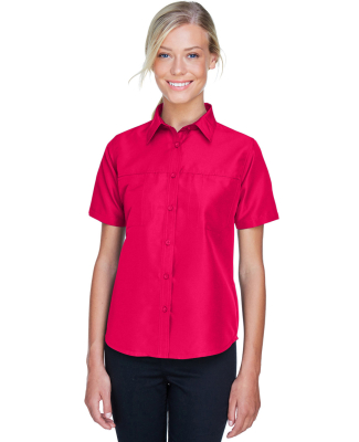 Harriton M580W Ladies' Key West Short-Sleeve Perfo in Red