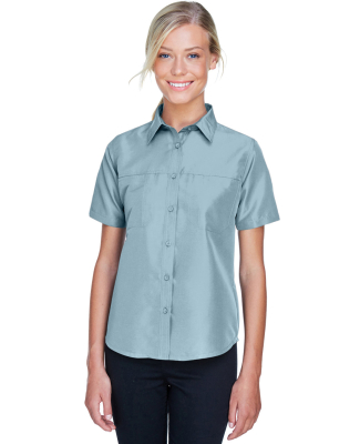 Harriton M580W Ladies' Key West Short-Sleeve Perfo in Cloud blue