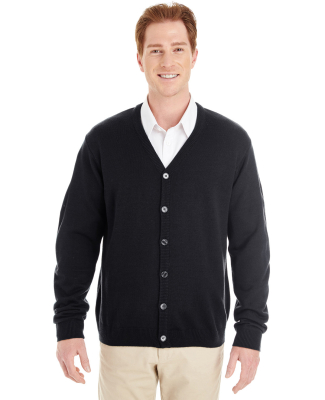 Harriton M425 Men's Pilbloc™ V-Neck Button Cardi in Black