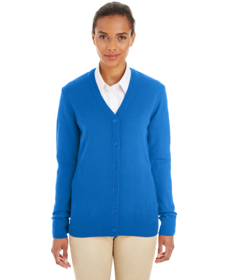 Harriton M425W Ladies' Pilbloc™ V-Neck Button Ca in True royal