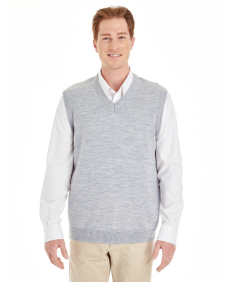 Harriton M415 Men's Pilbloc™ V-Neck Sweater Vest in Grey heather