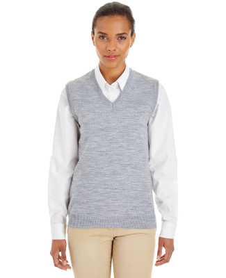 Harriton M415W Ladies' Pilbloc™ V-Neck Sweater V in Grey heather