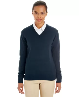 Harriton M420W Ladies' Pilbloc™ V-Neck Sweater DARK NAVY