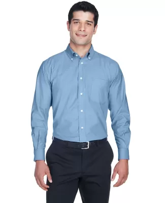 Harriton M600 Men's Long-Sleeve Oxford with Stain- LIGHT BLUE