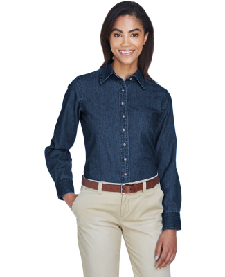 Harriton M550W Ladies' 6.5 oz. Long-Sleeve Denim S in Dark denim