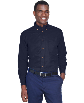 Harriton M500 Men's Easy Blend™ Long-Sleeve Twil in Navy