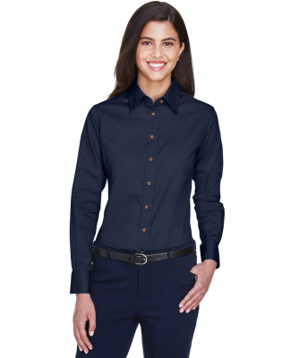 Harriton M500W Ladies' Easy Blend™ Long-Sleeve T in Navy