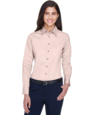 Harriton M500W Ladies' Easy Blend™ Long-Sleeve T in Blush