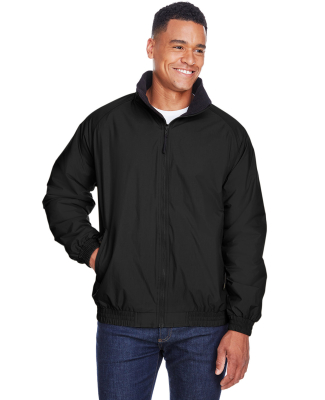 Harriton M740 Adult Fleece-Lined Nylon Jacket in Black/ black