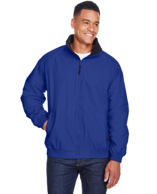 Harriton M740 Adult Fleece-Lined Nylon Jacket in True royal/ blk