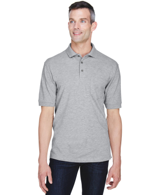 Harriton M265P Men's 5.6 oz. Easy Blend™ Polo wi in Grey heather