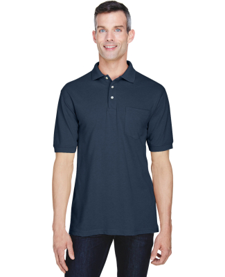 Harriton M265P Men's 5.6 oz. Easy Blend™ Polo wi in Navy