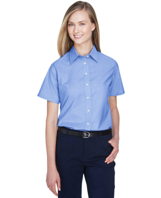 Harriton M600SW Ladies' Short-Sleeve Oxford with S in Light blue