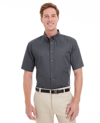 Harriton M582 Men's Foundation 100% Cotton Short-S in Dark charcoal