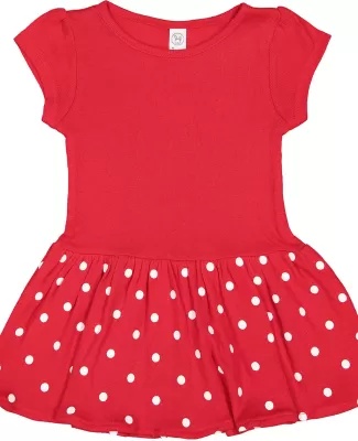 Rabbit Skins 5320 Infant Baby Rib Dress in Red/ red dot
