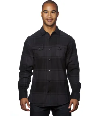 Burnside 8219 Snap Front Long Sleeve Plaid Flannel in Black