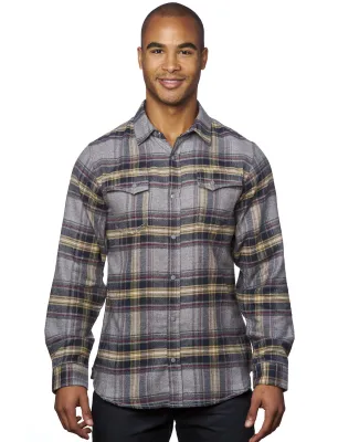 Burnside 8219 Snap Front Long Sleeve Plaid Flannel in Light grey