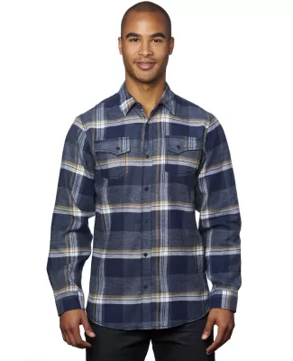Burnside 8219 Snap Front Long Sleeve Plaid Flannel in Indigo