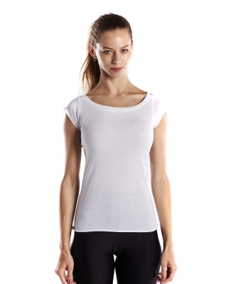 US180 US Blanks Ladies Cap Sleeve Jersey T-Shirt WHITE