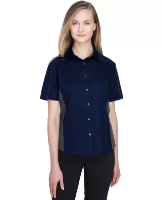 North End 77042 Ladies' Fuse Colorblock Twill Shir CLASC NAVY/ CRBN