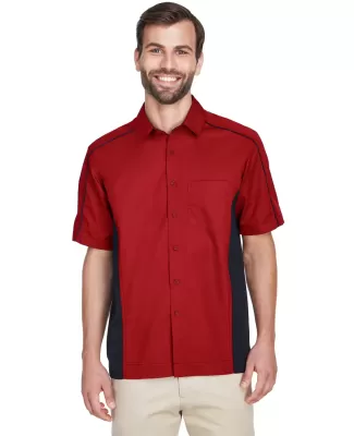 North End 87042 Men's Fuse Colorblock Twill Shirt CLASSIC RED/ BLK