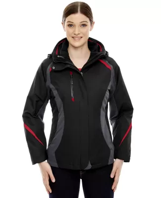 North End 78195 Ladies' Height 3-in-1 Jacket with  BLK/ CL RED