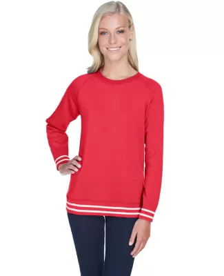 J America 8652 Relay Women's Crewneck Sweatshirt RED