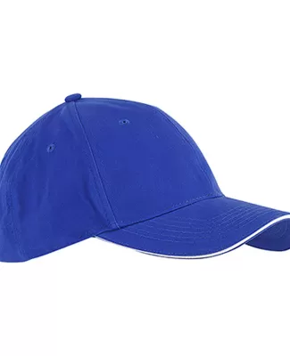 BX004 Big Accessories 6-Panel Twill Sandwich Baseb in Royal/ white