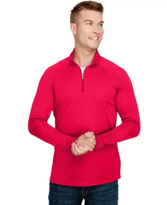 A4 Apparel N4268 Adult Daily Polyester 1/4 Zip in Scarlet