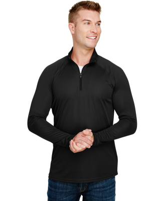 A4 Apparel N4268 Adult Daily Polyester 1/4 Zip BLACK